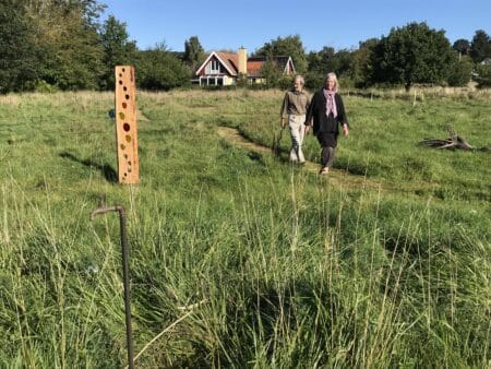 Mange besøgende til glaskunst på eng ved Brabrand Sø